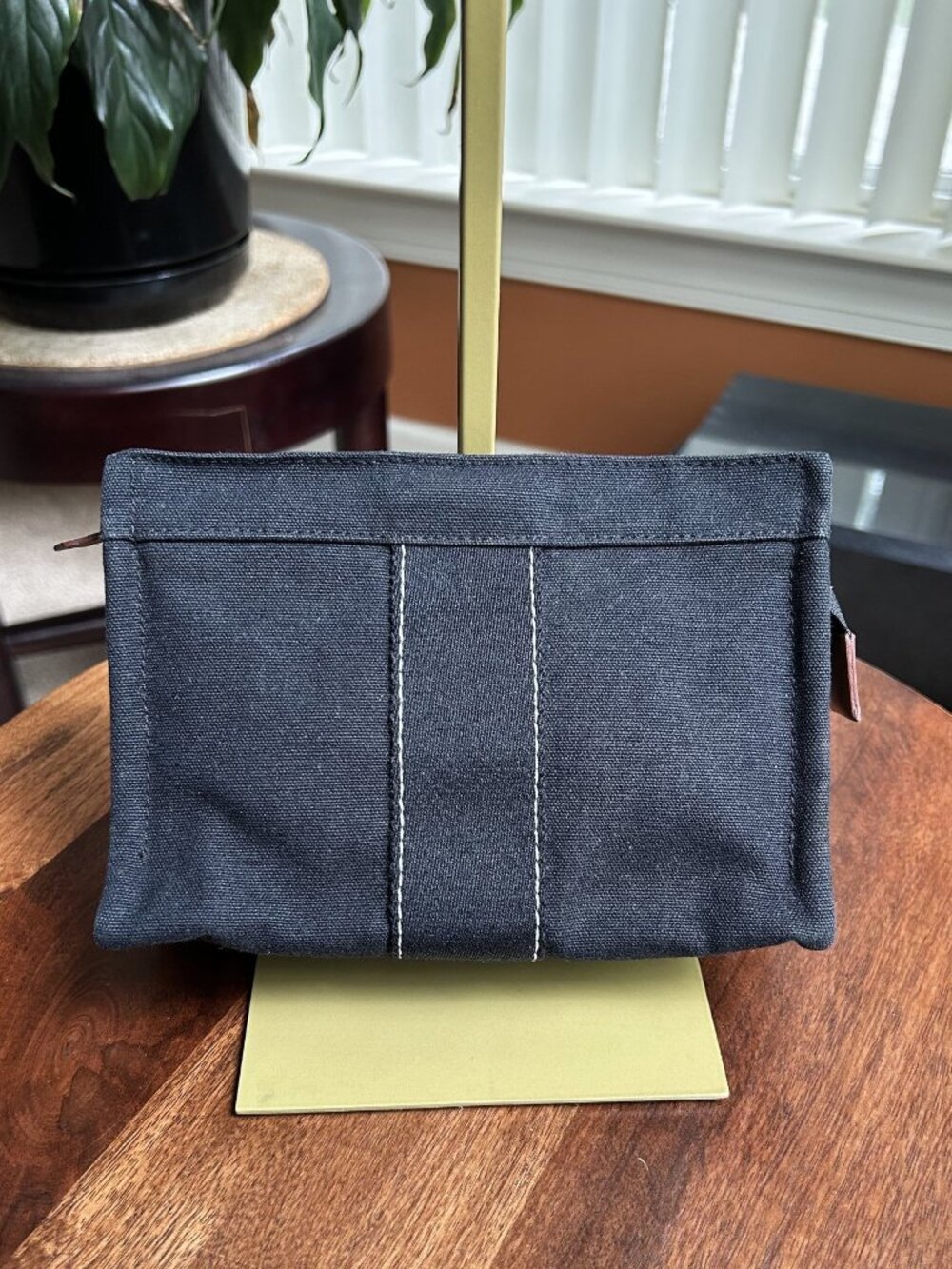 HERMES Canvas Cosmetic Pouch, Black